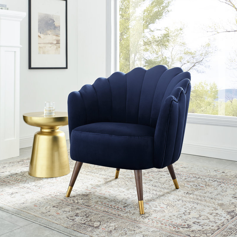 Upholstered Barrel Chair, Blue