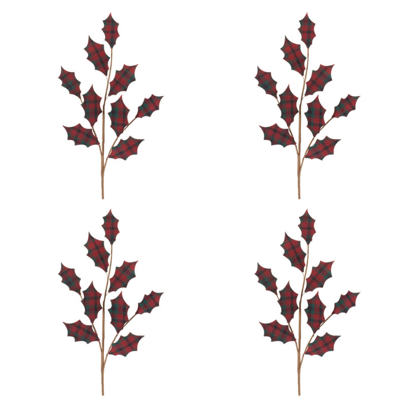 Feuille de houx à motif écossais (ensemble de 4)
