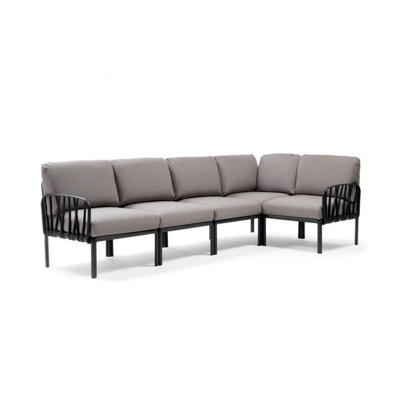 Komodo Outdoor 5 - Seat Patio Sectional, Gray/Anthracite