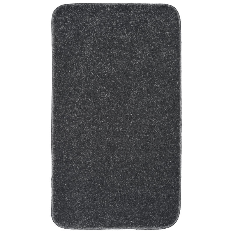 Tapis pour salle de bain en nylon Monarrez avec envers antidérapant, Gris cendré, Simple - L 34 po x l 20 po