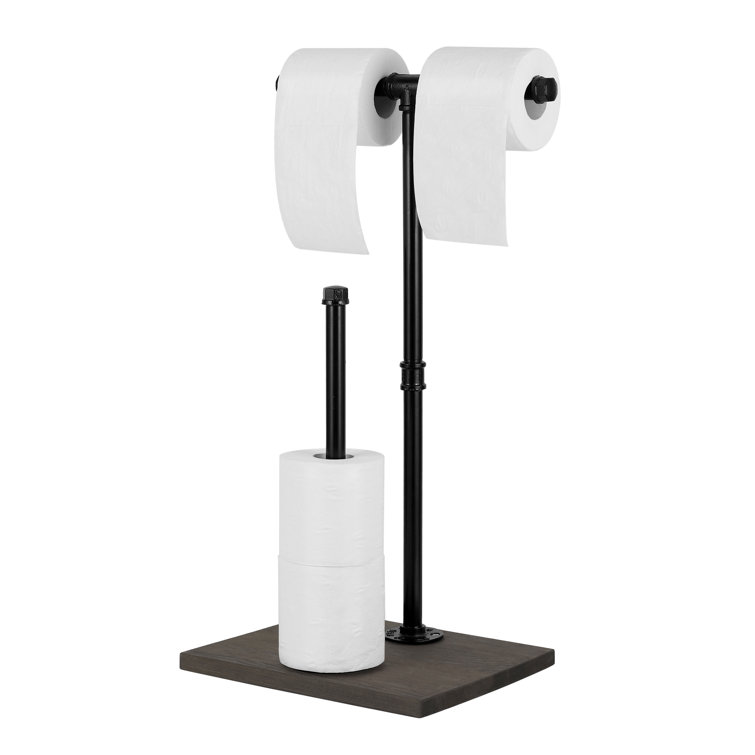 Freestand Paper Towel Holder Double Roll Toilet Tissue Stand W