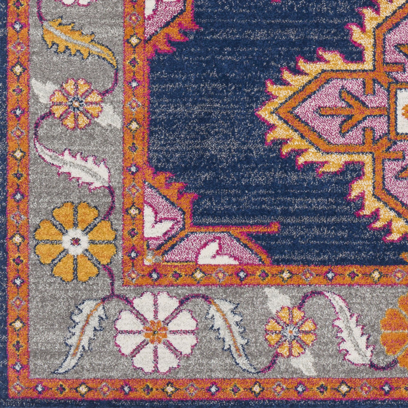 Tapis oriental bleu / orange Adelia, Rectangle 7 pi 10 po x 10 pi 3 po