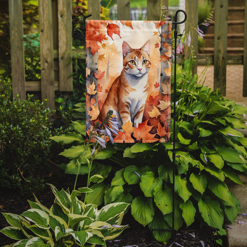 Chat en feuilles d'automne drapeau de jardin, Ural Rex
