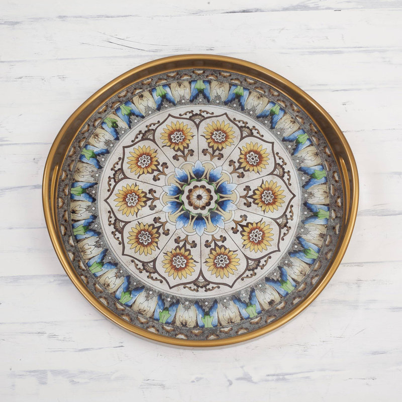 Reverse-Painted Glass Tray