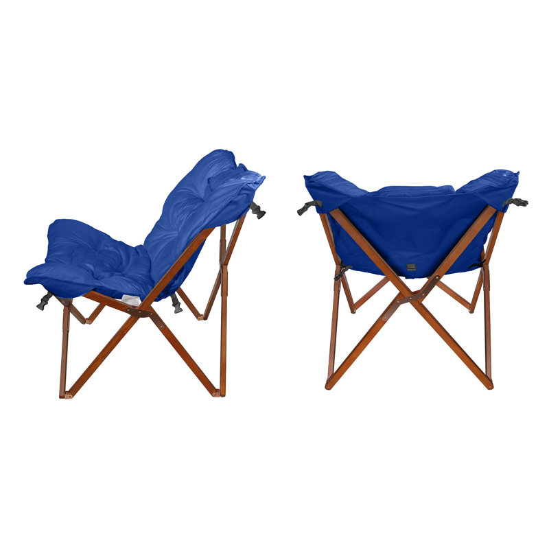 Kazuya Padded 1 Folding Chair, Royal Blue Microfiber/Microsuede