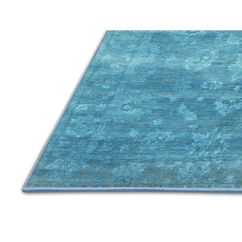 Tapis bleu ciel contemporain, Rectangle 2 pi x 3 pi
