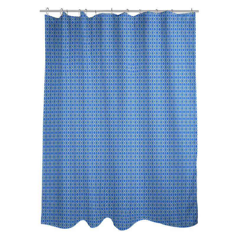 Rideau de douche simple hexagonal classique, Classic Arrow Diamonds , Blue/Yellow