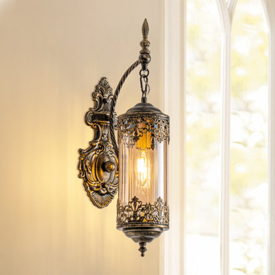 Rustic Gothic-Style Amber Glass Wall Sconces
