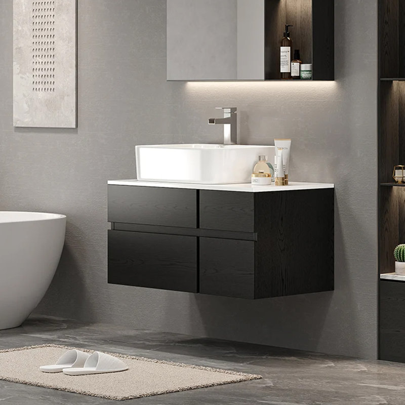Alala Wall Mounted Single Bathroom Vanity With Engineered Stone Top