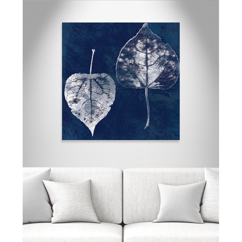 Feuilles de cyan générique Aspen - peinture sur toile tendue, H 40 po x l 40 po x P 1,38 po