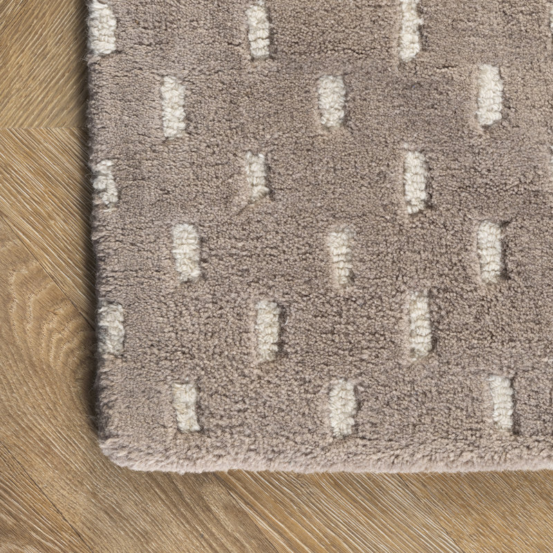 Xzayden Striped Wool Beige Area Rug, Rectangle 6' x 9'