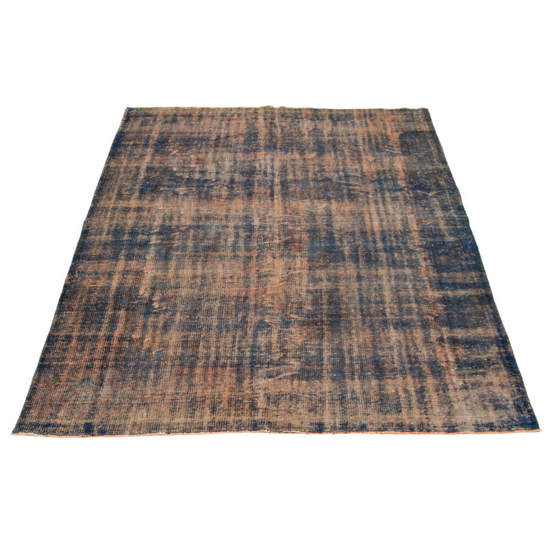 Tapis décoratif en laine noué à la main de conception unique 6 pi 1 po x 8 pi 10 po Dhouha 1980s