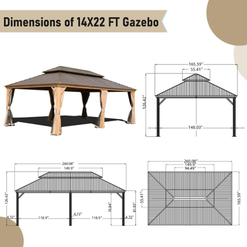 Classic Hardtop Gazebo – Perfect for Outdoor Living, Yellow Brown