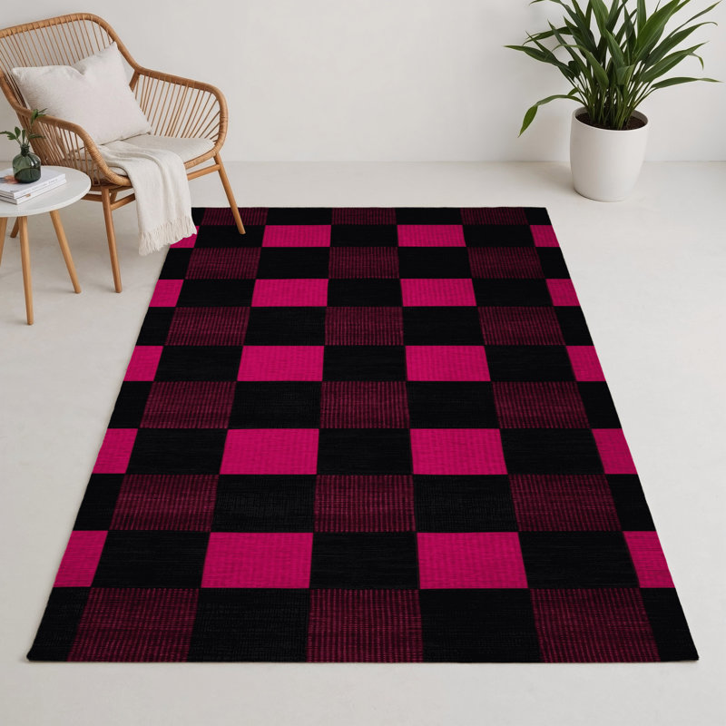 Tapis intérieur / extérieur mauve à carreaux, Rectangulaire 3 pi x 5 pi