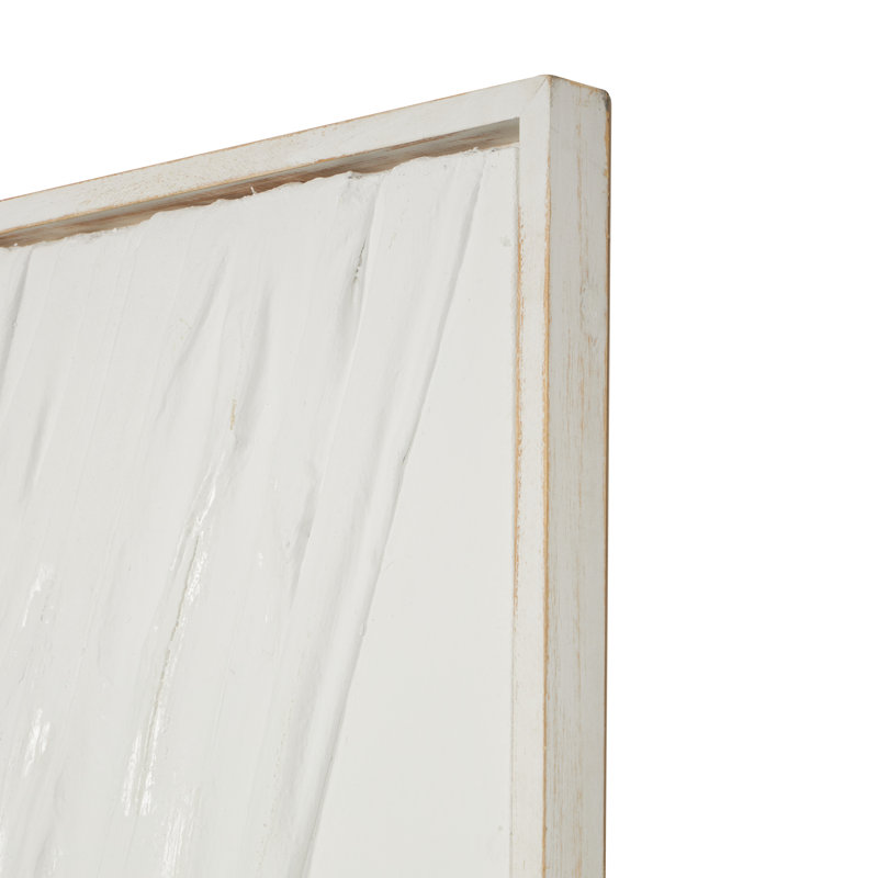 Textured wood wall decor set with cream textured corrugated panel, H 70,6 po x l 19,6 po x P 1,6 po, Crème
