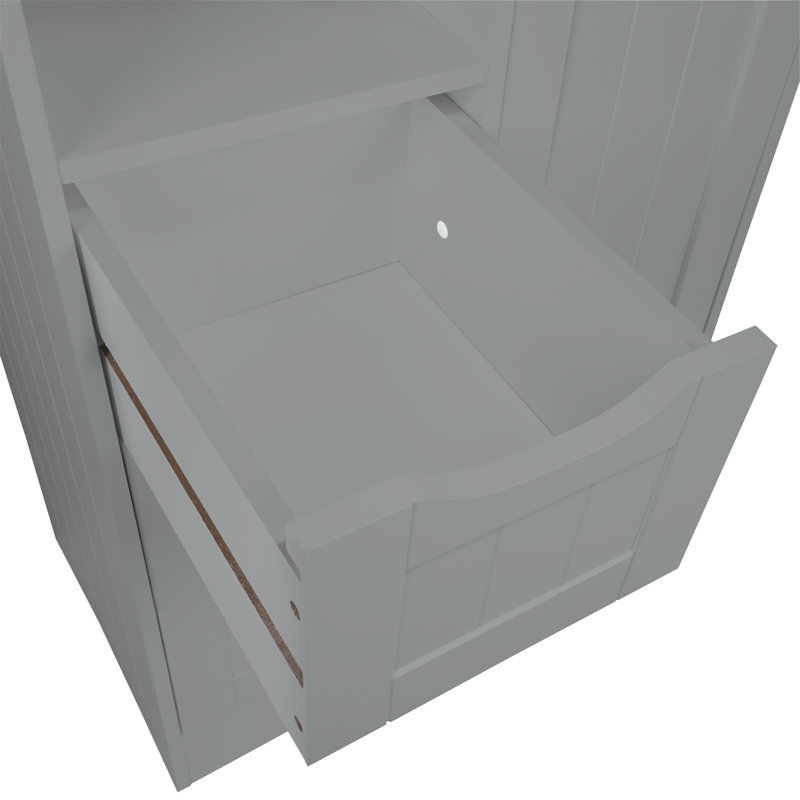 Gray MDF Freestanding Bathroom Storage Cabinet with Adjustable Shelving