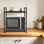 18.5" 2-Tier Extendable Microwave Rack with Hooks, Kitchen Countertop Shelf-2024536865
