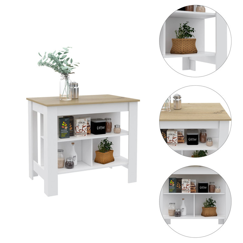 Goruav Wood Kitchen Island, LIght Oak