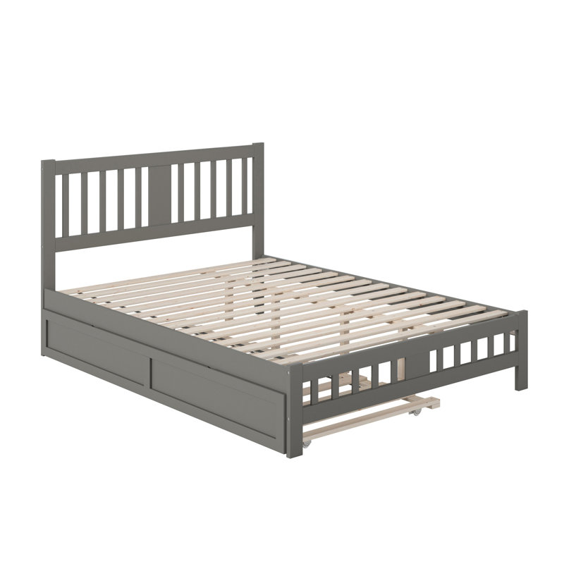 Lit plateforme en bois massif Anakin avec lit gigogne assorti, Gris, Grand