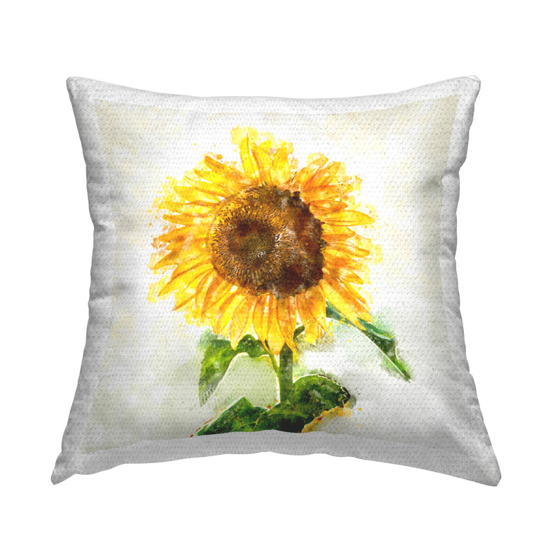 Coussin d'extérieur imprimé Blooming Sunflower Farmhouse Garden par Ziwei Li
