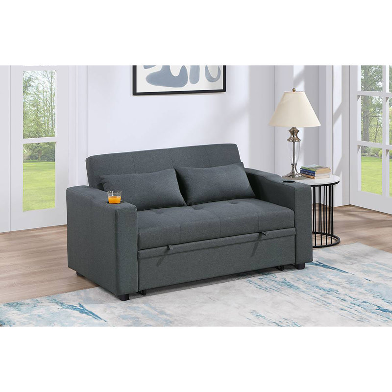Canapé Yefry, H 31 po x l 71 po x P 43 po, Mélange de lin gris anthracite