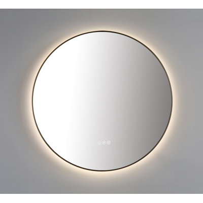 30" Mirror Dark Gold Shell Metal Frame backlit Led Mirror with Anti-fog
