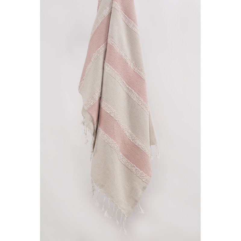 Hand Woven Throw Blanket, Blush/Brown