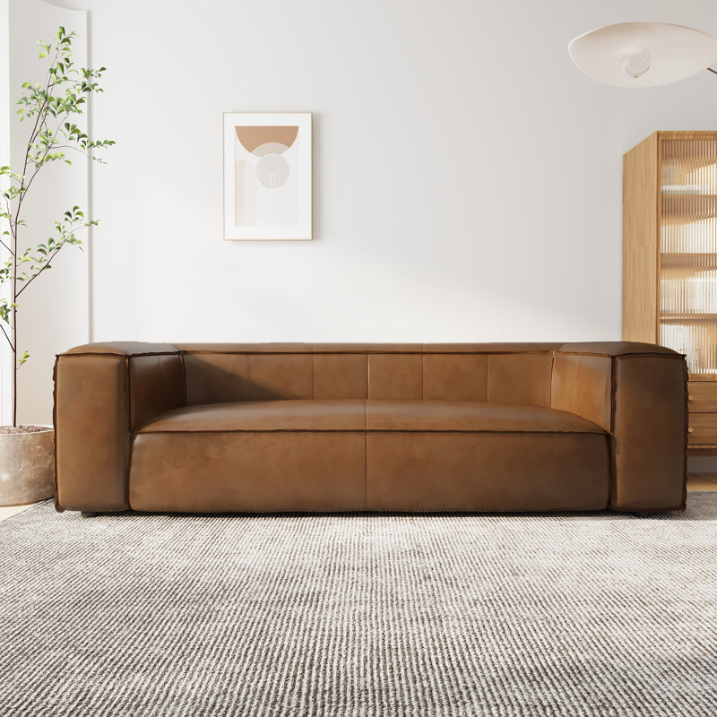 Canapé en cuir véritable 93,9 po Jaquavius