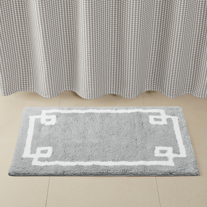 Tapis de bain compact en coton touffeté, Gris, L 30 po x l 20 po