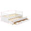 Lit simple avec tête de lit, pied de lit, lit gigogne et trois tiroirs de rangement, lit simple en bois de pin avec tête de lit et pied de lit-114346292
