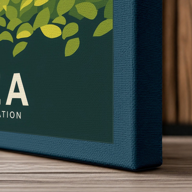 Tea Plantation Landscape Modern - Wrapped Canvas, 18x12 - 45.7 x 30.5 cm, Teal Border