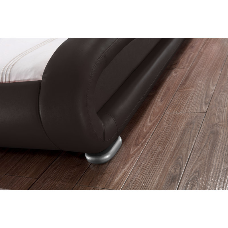 Albricus Upholstered Sleigh Bed, California King, Dark Brown