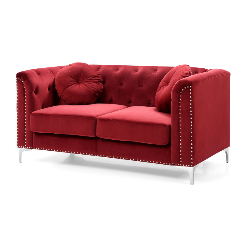 Soho 62'' Velvet Loveseat, Burgandy