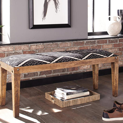 Banc rembourré noir et blanc pour la décoration intérieure avec rembourrage en mousse de bois massif