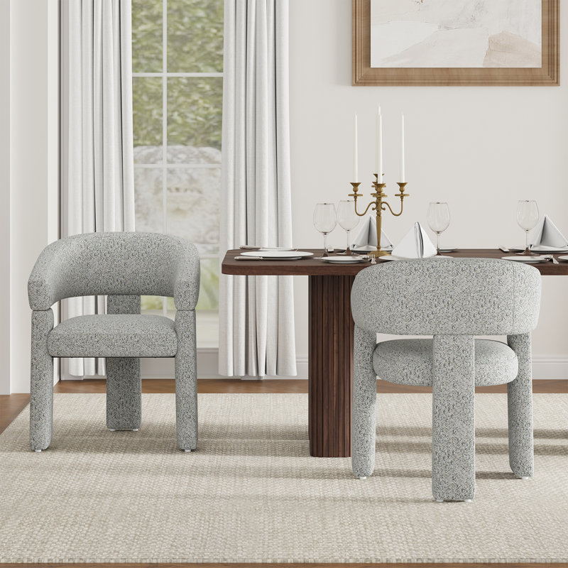 Upholstered Barrel Dining Arm Chair, Grey
