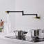 Robinet remplisseur mural noir et doré, rétractable à un trou à deux poignées pour lavabo / cuisinière