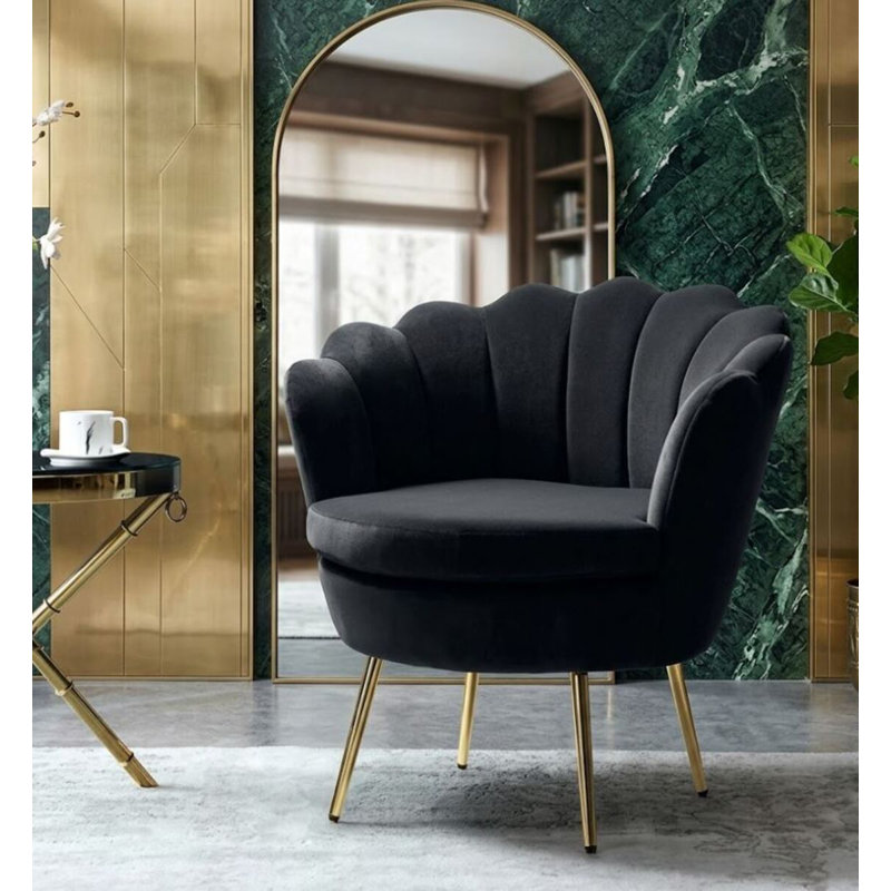 Mardina Velvet Lounge Chair, Black