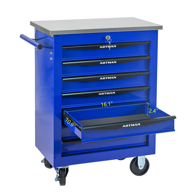 Chariot de rangement en acier efficace à 7 tiroirs - Conception élégante pour garage et atelier