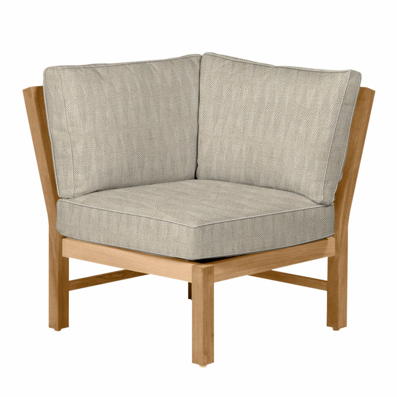 Fauteuil d'angle modulaire Club Teak - Teck naturel, Trépointe, Chevron sable, Teck naturel
