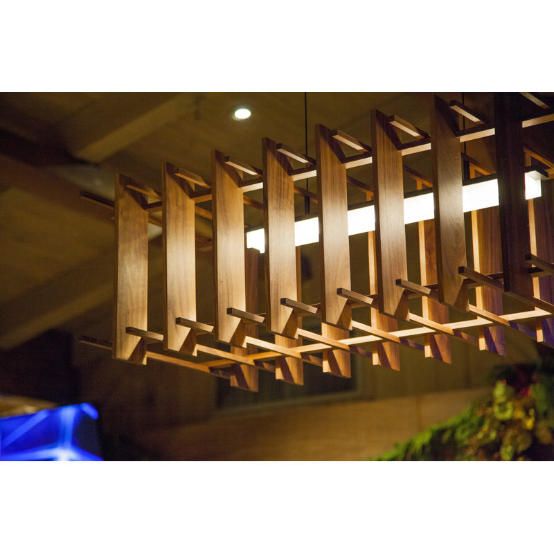 Arca 5 - Light LED Pendant, Brushed Aluminum/Dark Stained Walnut, 2700K (Warm)