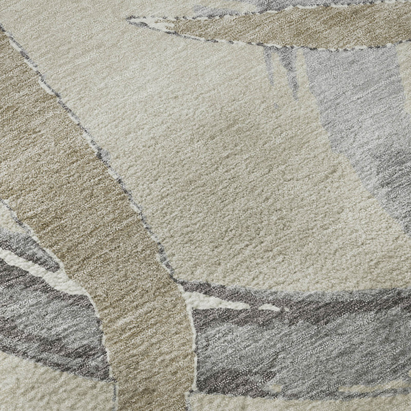 Premium Machine Washable Mayfield AMF1022 Circles Rug, Rectangle 3' x 5'