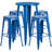 Colbert 30'' Round Metal Indoor-Outdoor Bar Table Set with 4 Square Seat Backless Stools-24678657-24678664