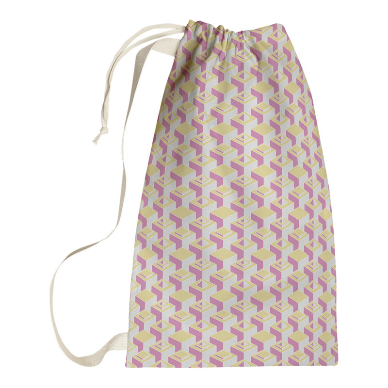 Sac à linge gratte-ciels, H 36 po x l 28 po x P 1,5 po, Jaune / Rose