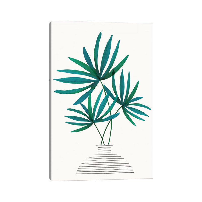 Fan Palm Fronds by Modern Tropical - Wrapped Canvas Print, 30.48cm H x 20.32cm W