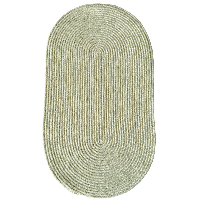 Tapis d'intérieur réversible en laine tressée Bristol, Ivory, Oval 3' x 5'