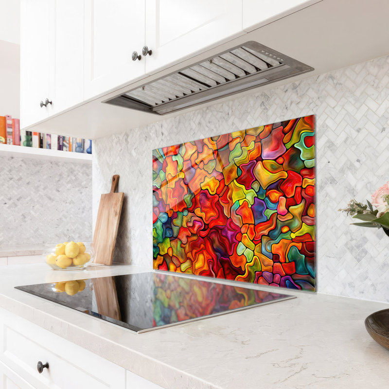 Dosseret en verre trempé Vivid Mosaic - décoration murale de cuisine, H 24 po x l 30 po x P 0,5 po
