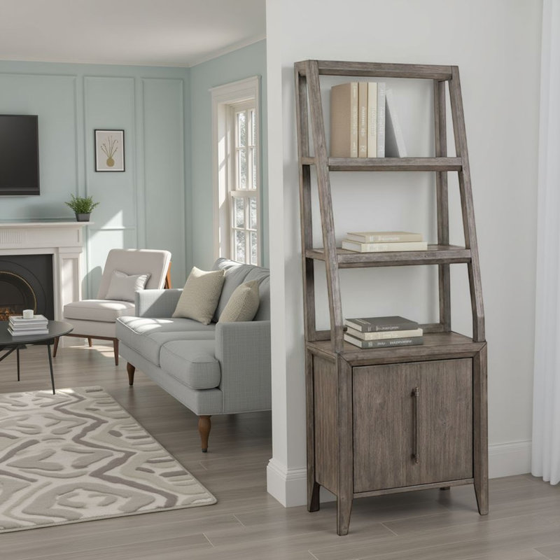 Iknoor Bookshelf Pier, No Assembly Required, Smoky Greige Finish