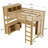 Queen Loft Bed With Desk And Cabinet, Solid Wood Loft Bed With Bookshelf And Wardrobe For Kids, Teens, Adults, Space-saving Design, Natural-2146473759