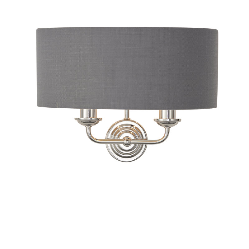 Landover Steel Armed Sconce, Bright Nickel, Charcoal