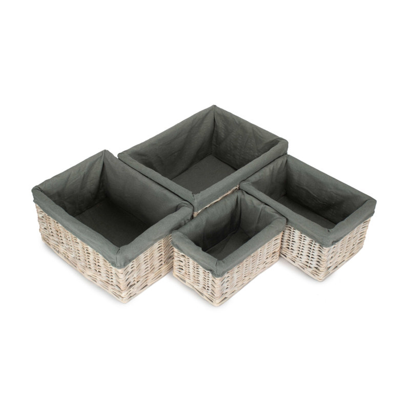 Highland Dunes Wicker Decorative Basket, White Wash Grey